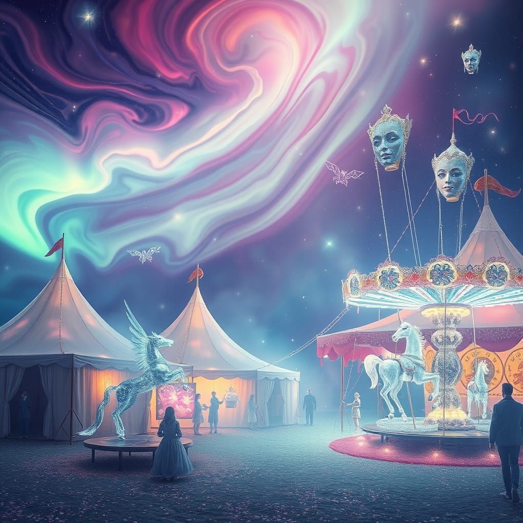 Dreamlike Carnival Beneath Celestial Canvas