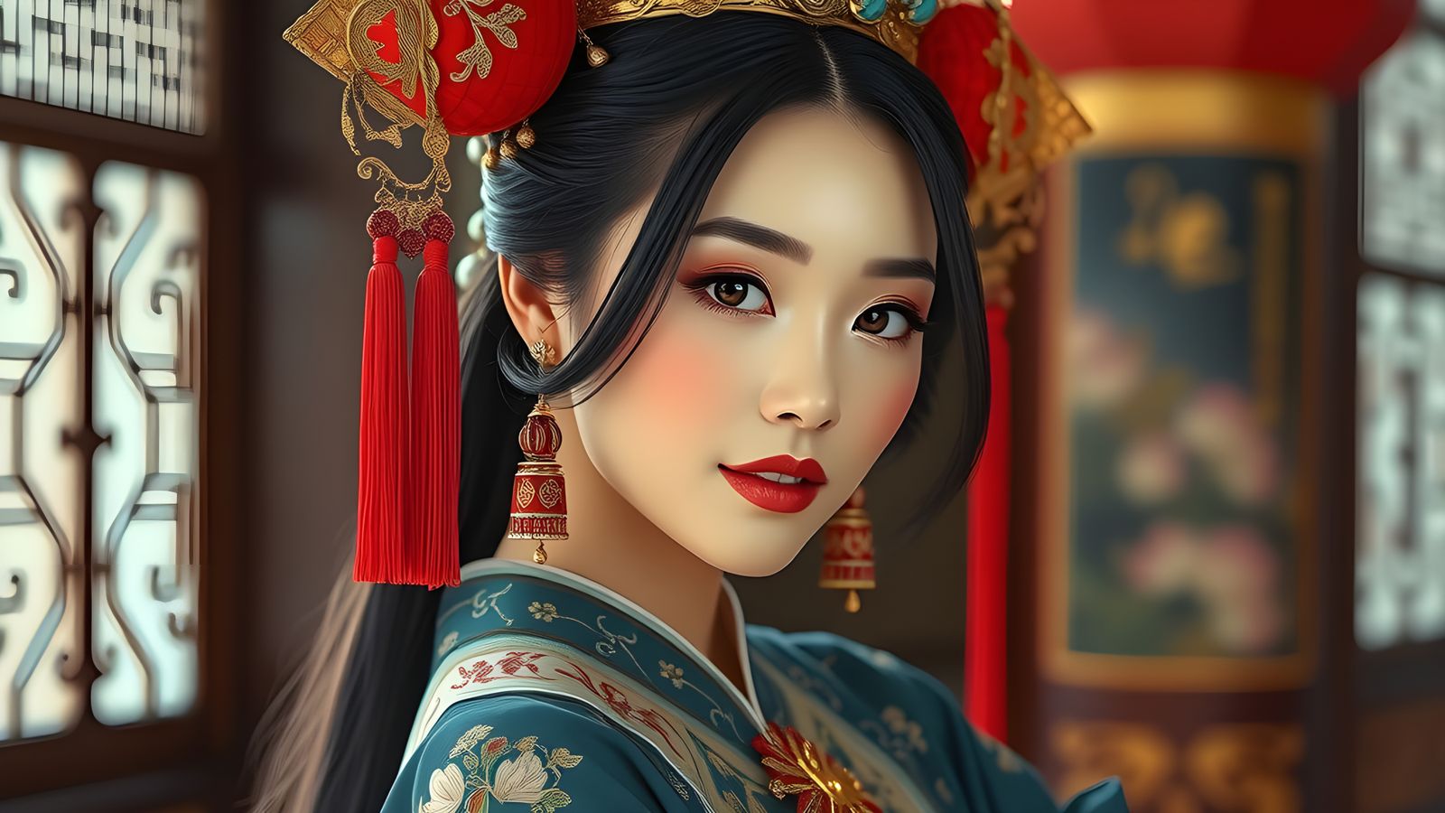 Elegant Ming Dynasty Concubine in Palace Setting