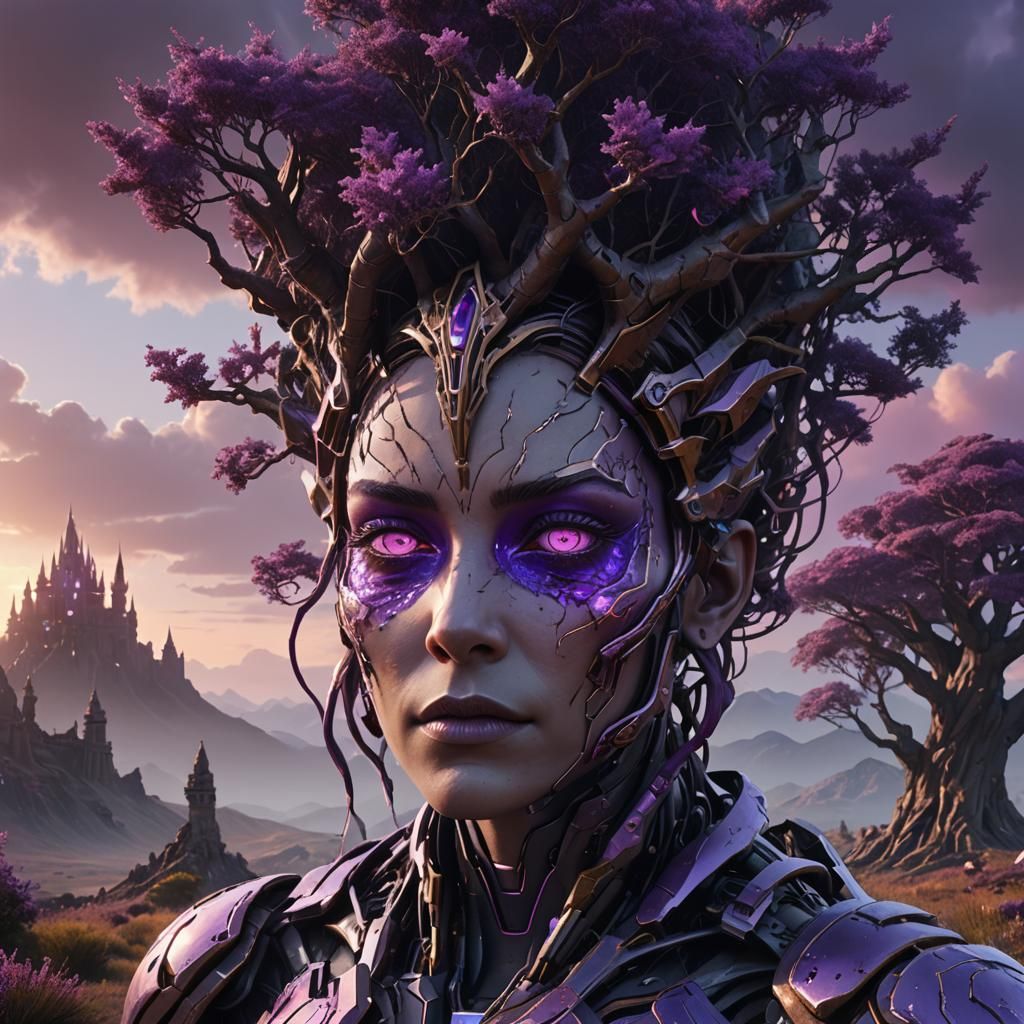 Epic Sci-Fi Landscape with Mountain Woman