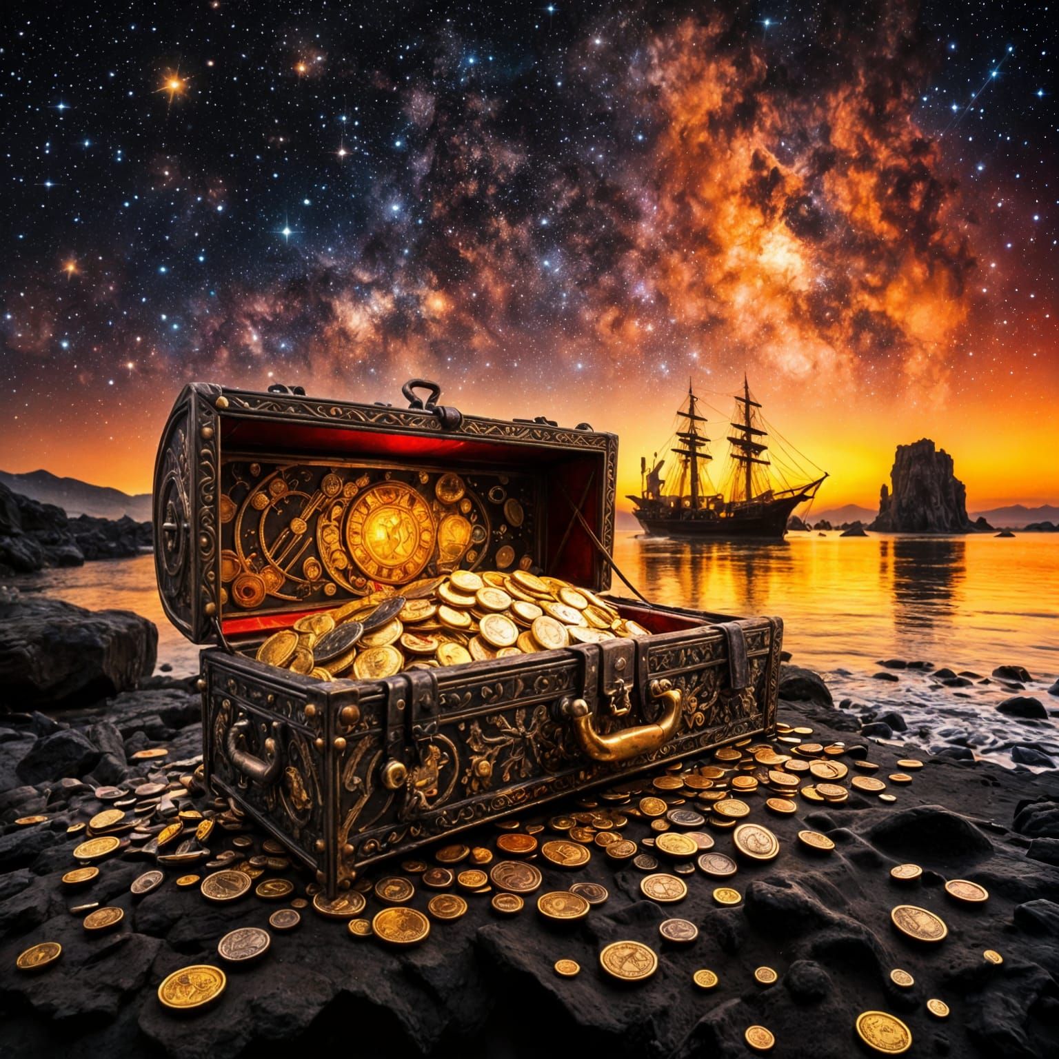 Baroque Treasure Chest on Persian Shoreline