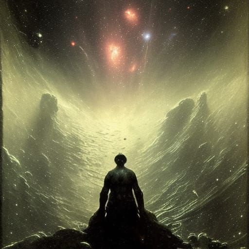 Deep Space Diver Among Stars and Nebulae