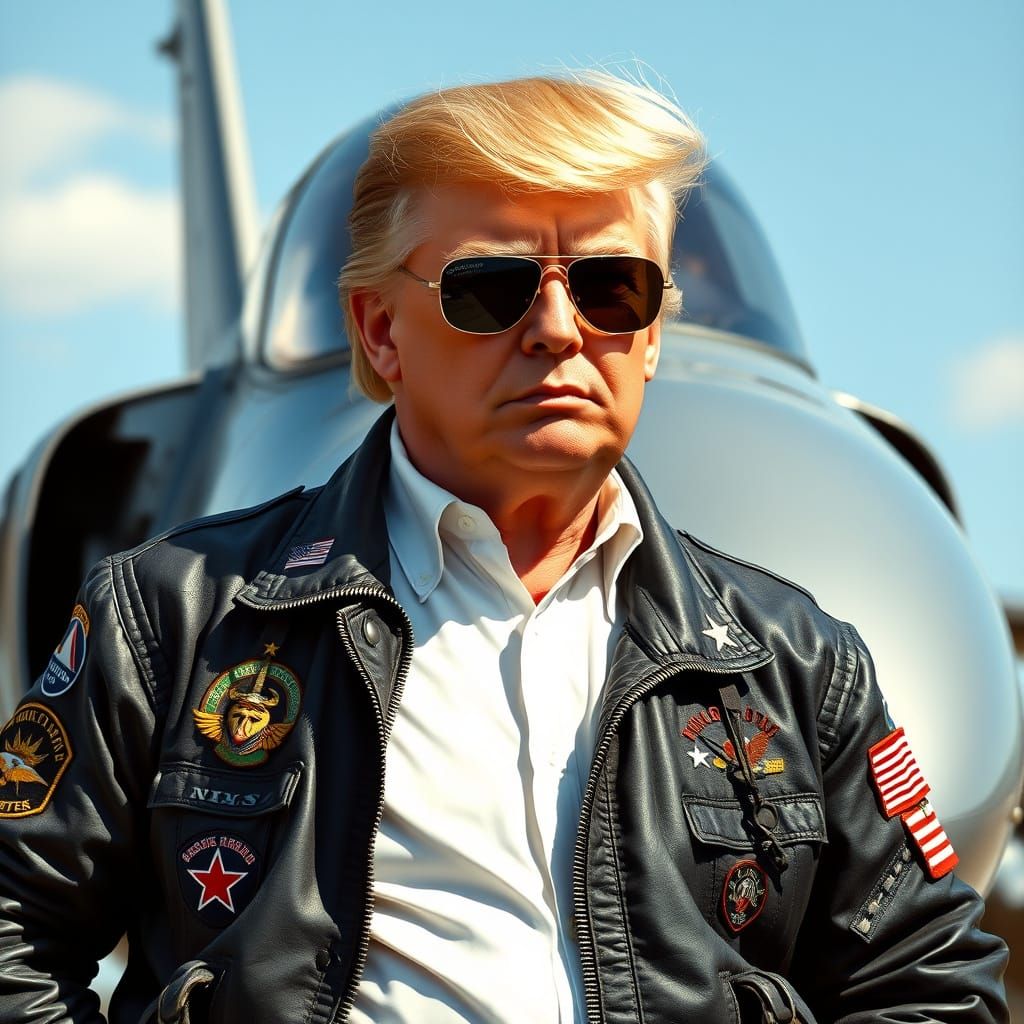 Rugged Top Gun Fighter Pilot in Photorealistic 80s Style