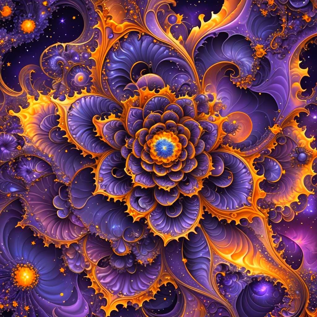Colorful Mandelbulb Fractal Floating in Outer Space