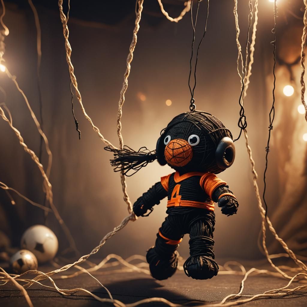 Mystical Voodoo Doll in Dimly Lit Chamber