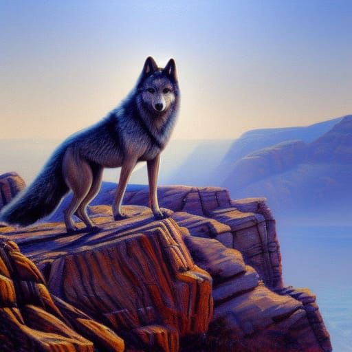 Wolf on a cliff