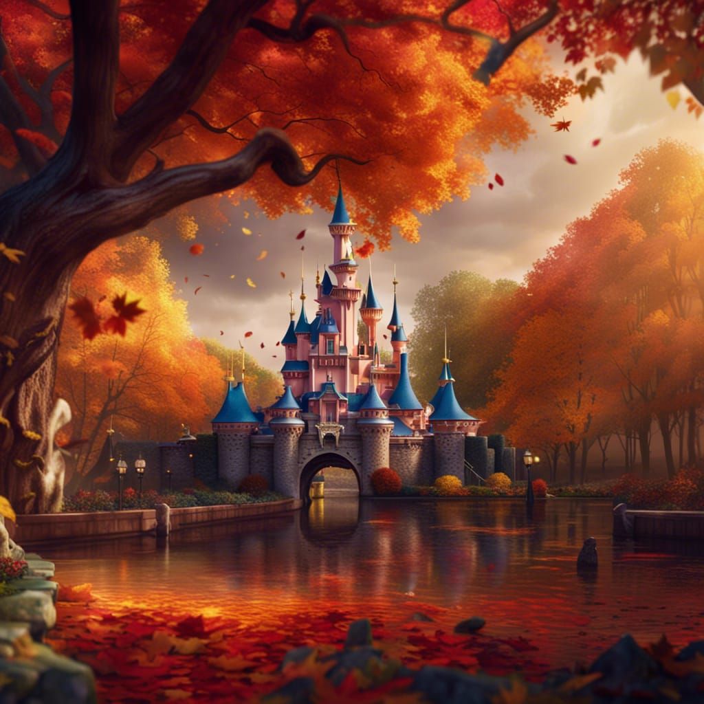 Autumnal Disneyland Paris: Vivid Cinematic 8K Scene