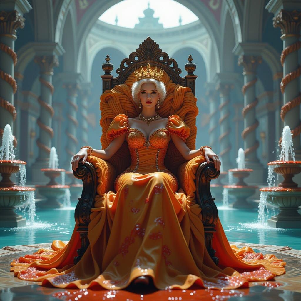 Regal Queen on Pasta Throne, Fantastical Feast