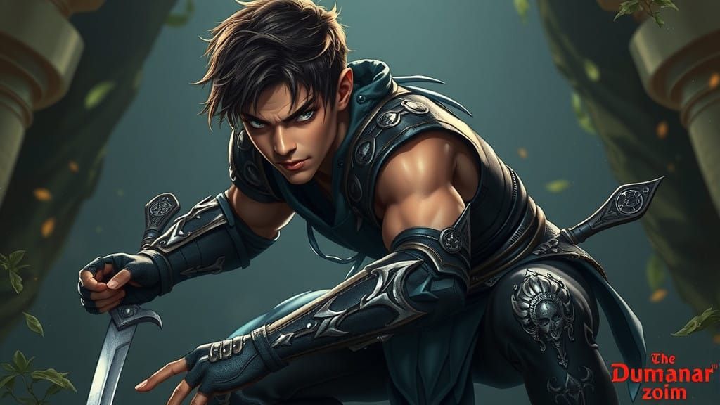 Dark Fantasy Fae Assassin in Agile Crouched Stance