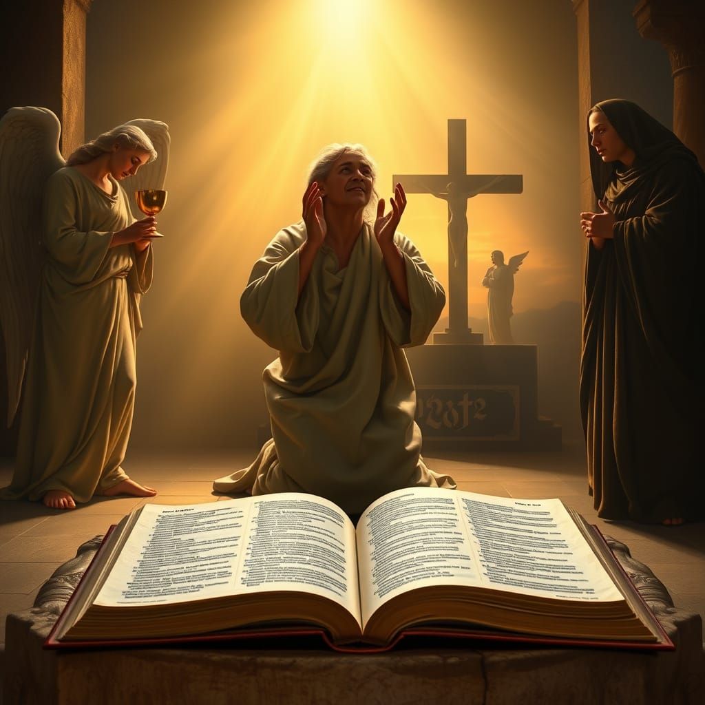 Renaissance-Style Painting of Prayerful Devotion