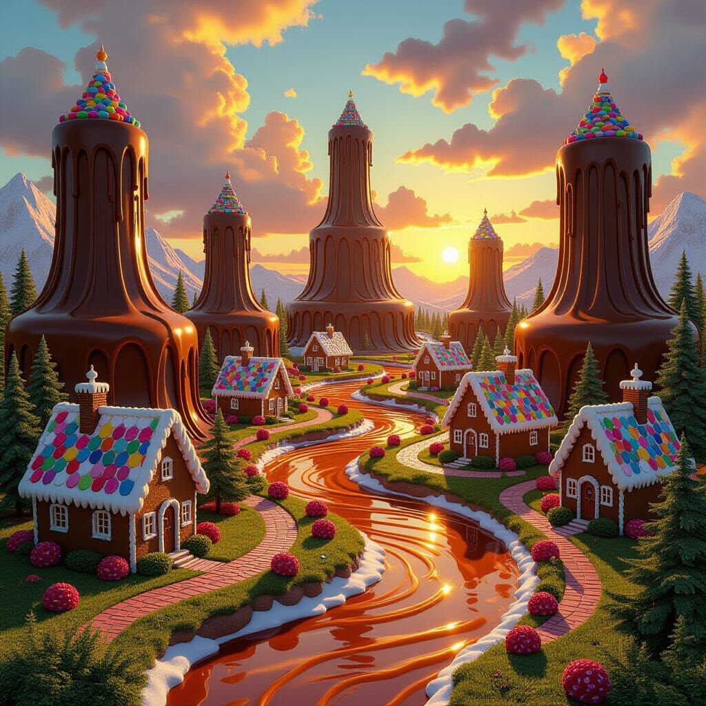 Surreal Chocolate Landscape Inspired by Dali and Thiebaud