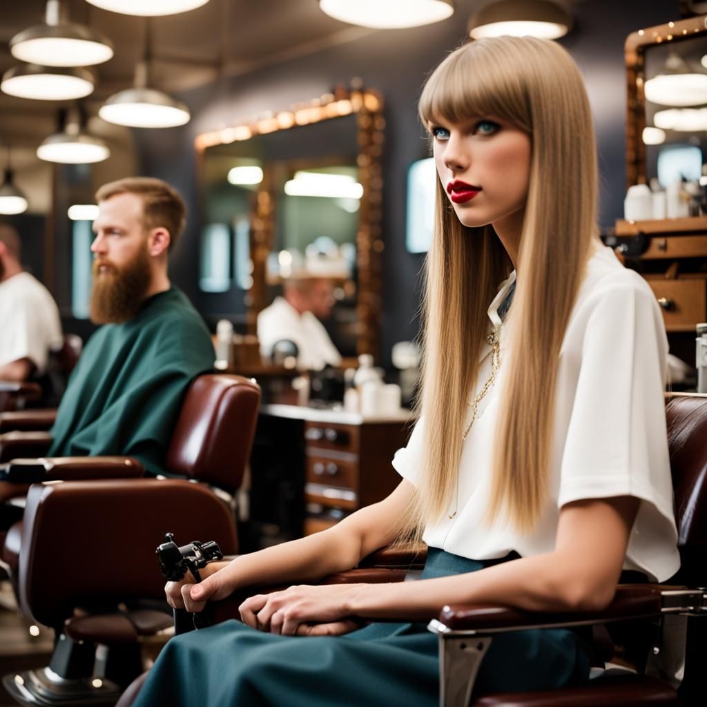 Taylor Swift in Barber Chair, Professional Photography