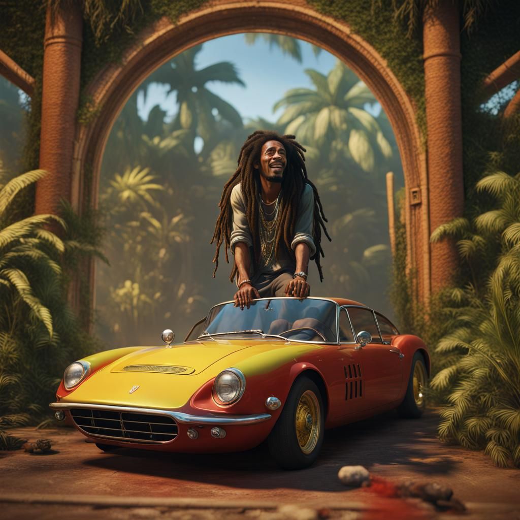 Bob Marley & Tupac: Ferrari Fantasy Art