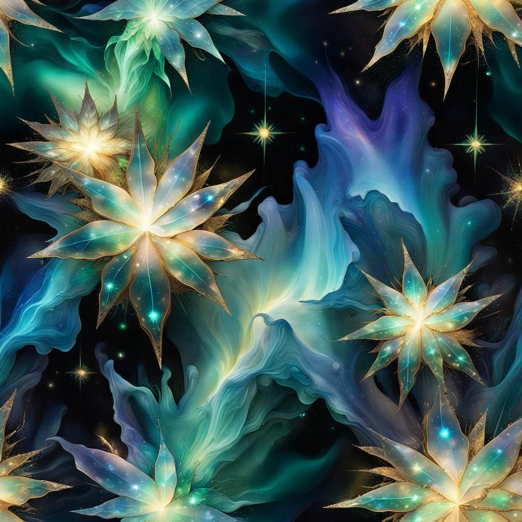 Crystal Stars: Galaxy Constellation in Shimmering Light