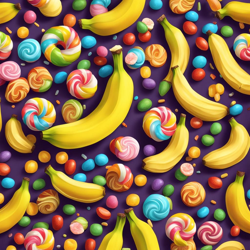 Whimsical Candy Banana in Hyperrealistic Digital Art