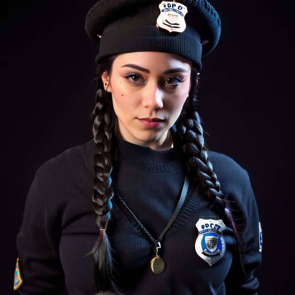 Manga-Style Trans Woman Cop in Vibrant Colors