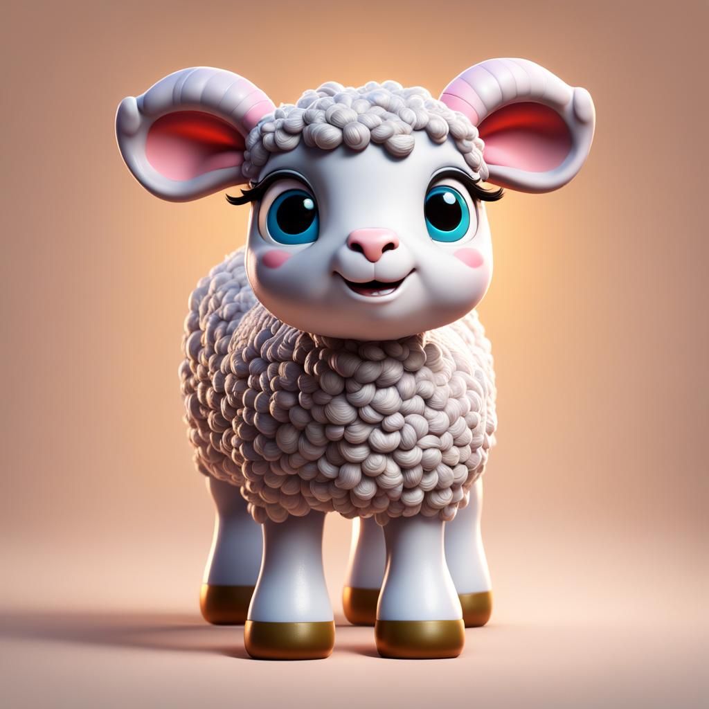 Adorable Lamb in Detailed 3D Digital Art