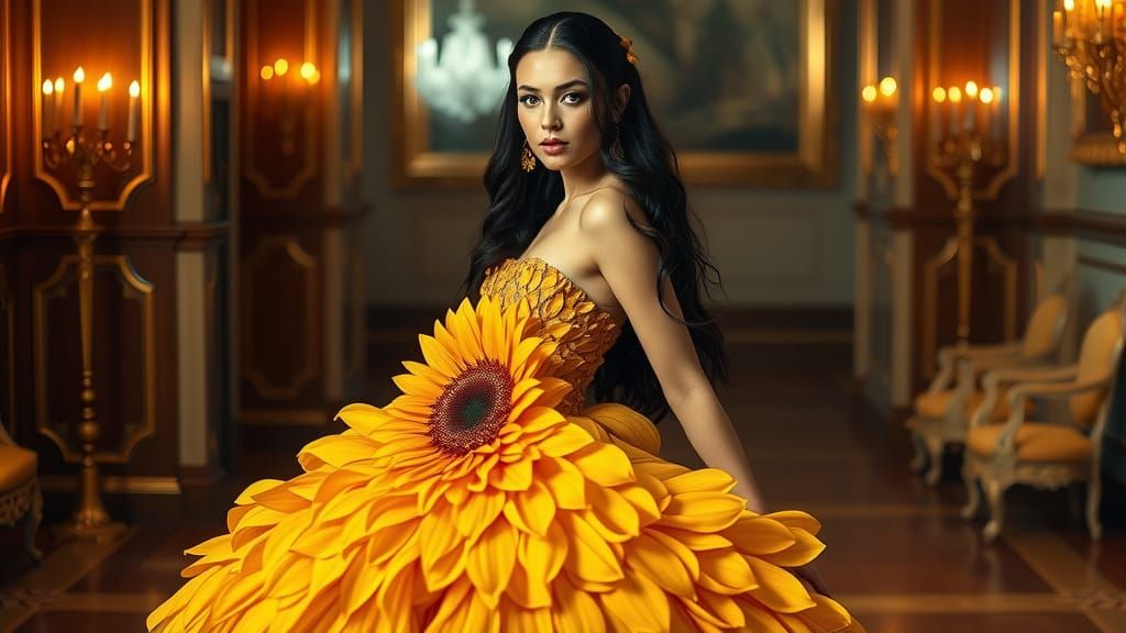 Sunflower Gown: Vogue-Inspired Haute Couture Portrait