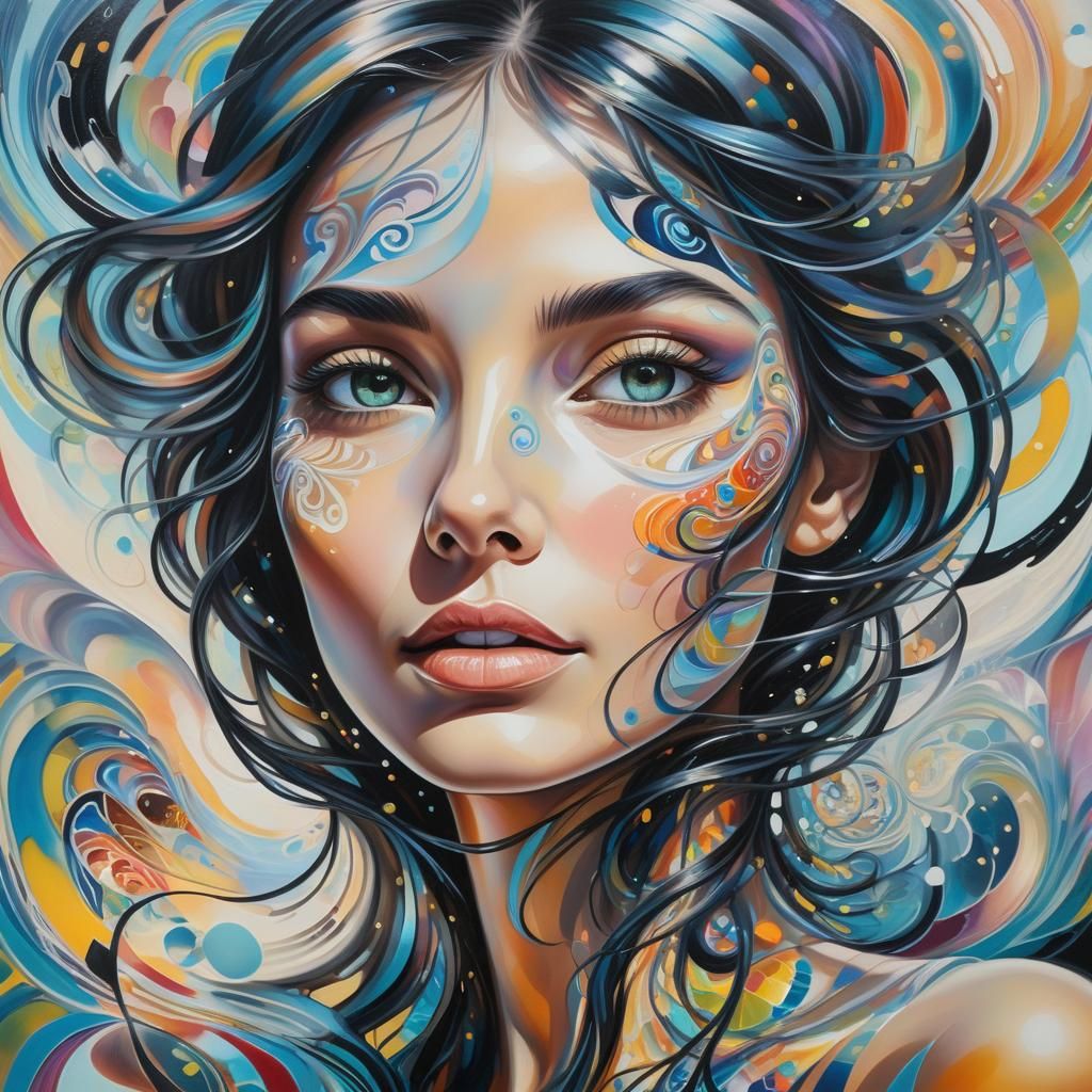 Surreal Portrait Art with Iridescent Colors