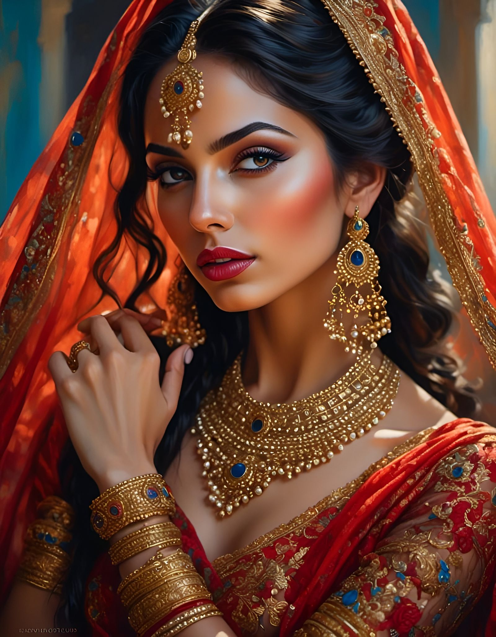 Beautiful South Asian Woman in Traditional Indian Dress