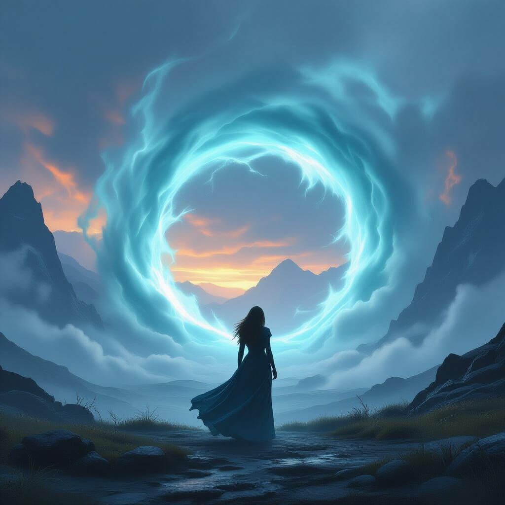 Ethereal Portal in Moody Landscape, Digital Painting