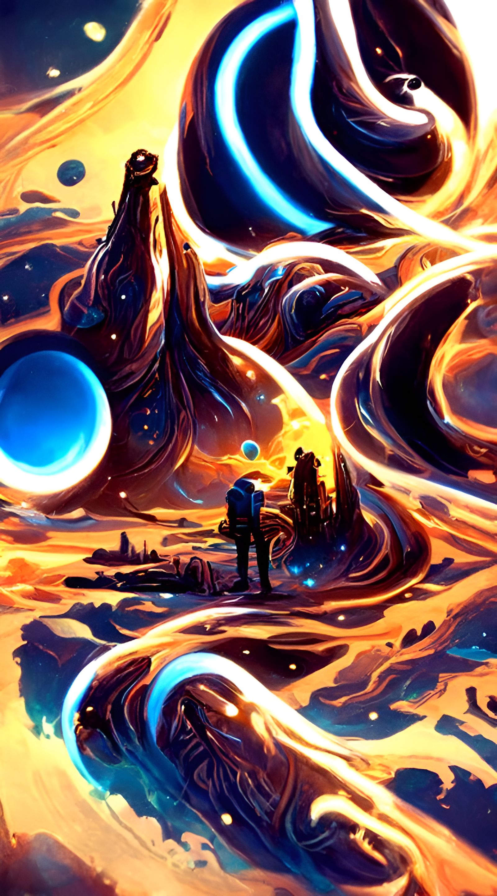 Dreamlike Cosmic Landscape in Expressionist Style