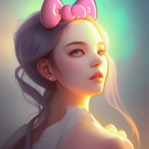 Hello Kitty Portrait in Art Nouveau Style