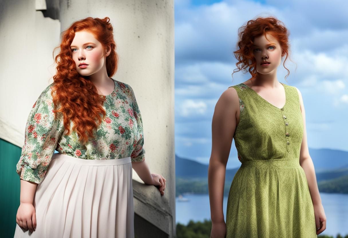 Hyperrealistic Portrait of a Red-Haired Girl in Forest