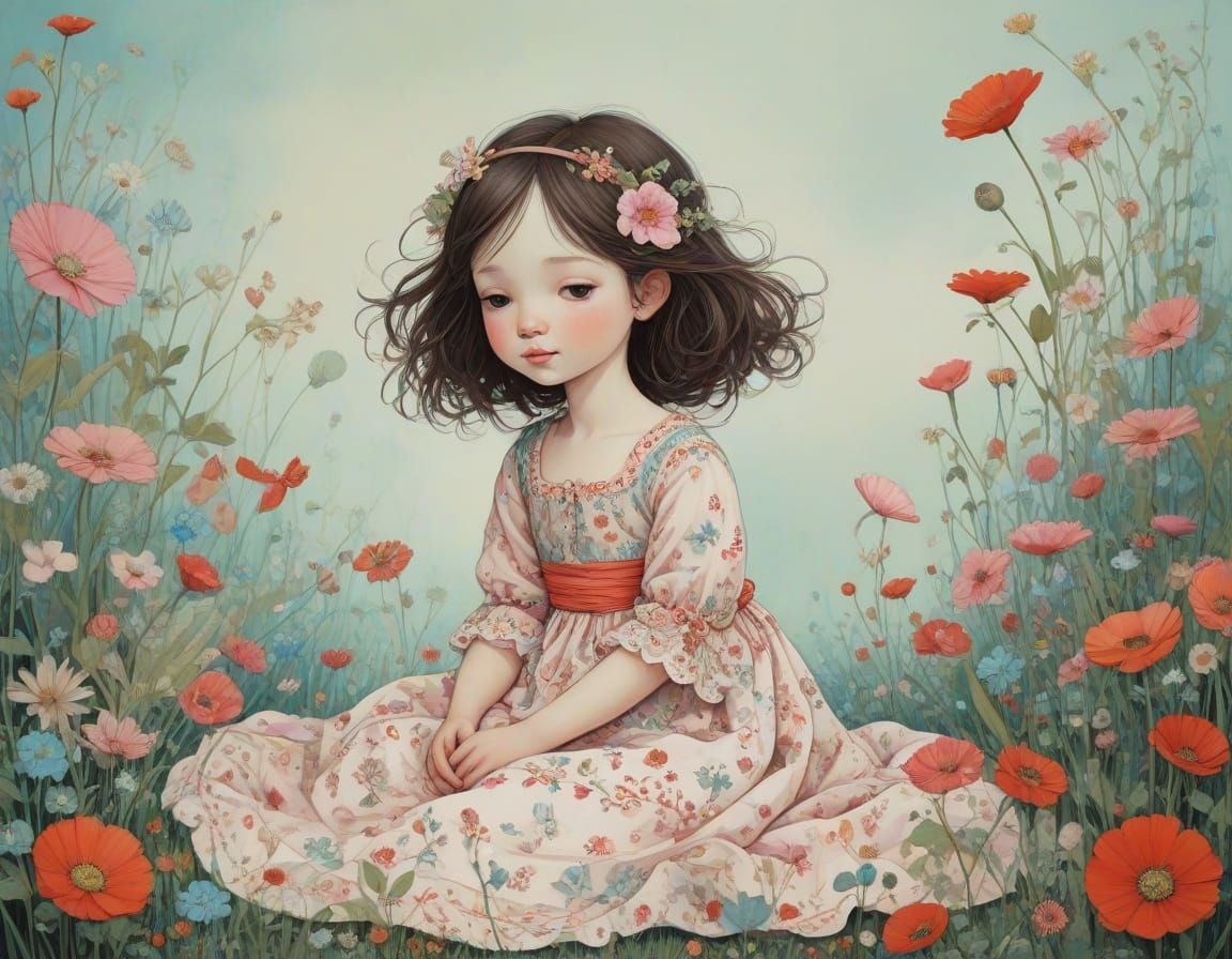 Whimsical Illustration of a Young Dreamer