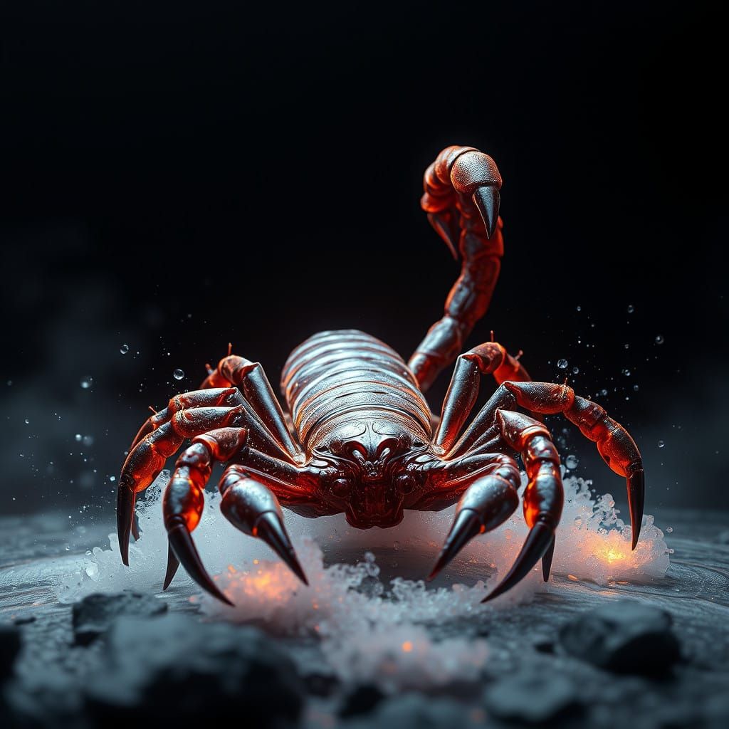 Fantastical Skorpion Woman on a Misty Night in Warm Glowing....