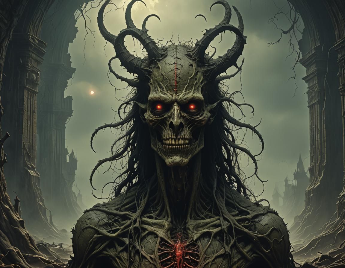 Eldritch Demon of Depression in Gothic Art Style