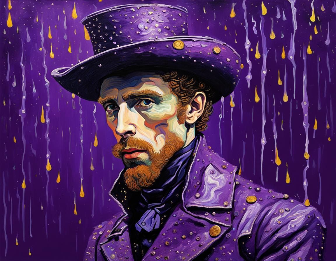 Surreal Prince in Purple Leather, Van Gogh Style
