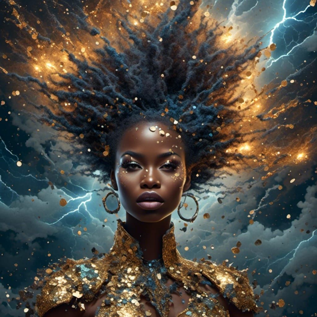 Afrofuturist Storm Commands Lightning with Bold Textures