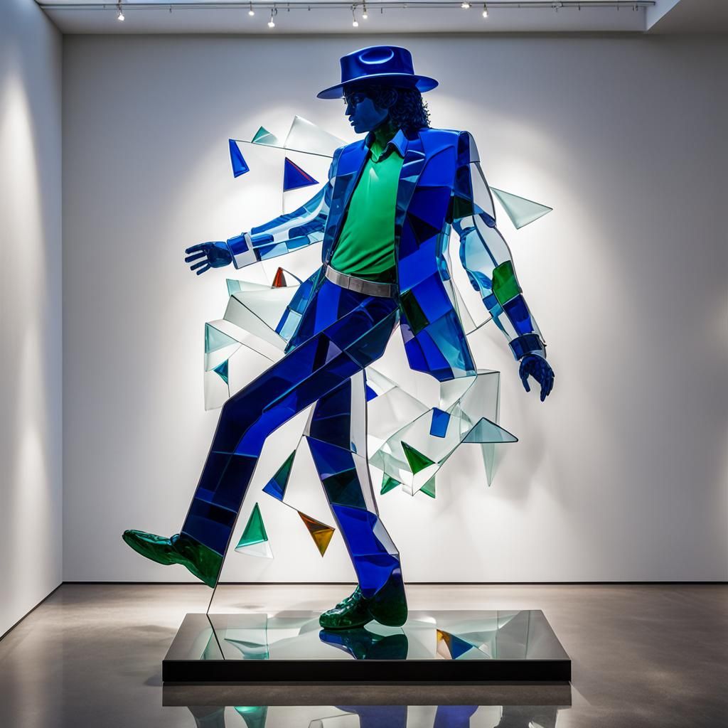 Glass Sculpture of Michael Jackson in Art Gallery
