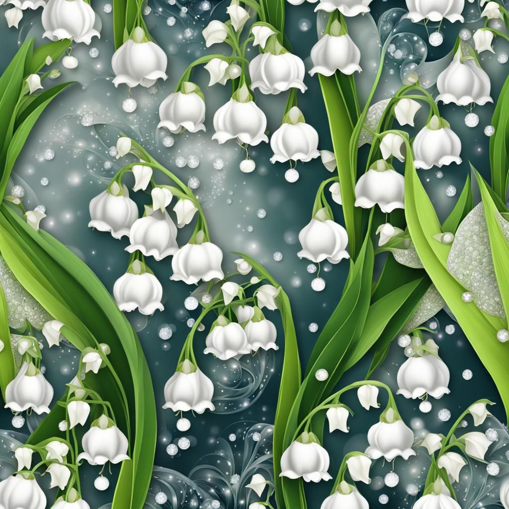 Sparkling Lily of the Valley in Cubist Fractal Style