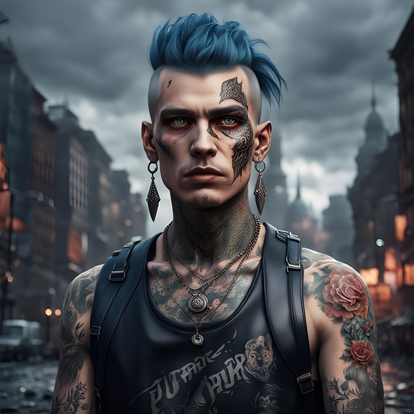 Portrait of Young Russian Punks With Face Tattoos