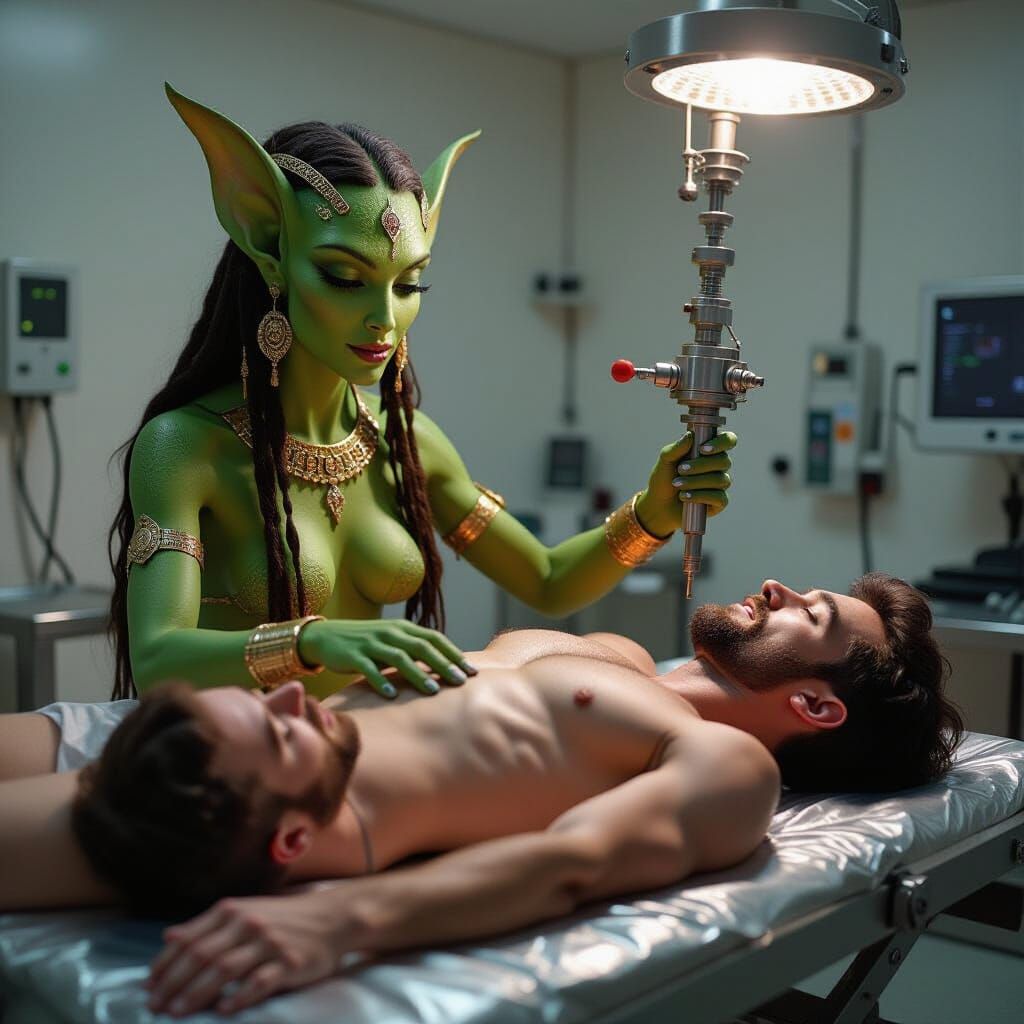 Green Alien Goddess with Human Subject