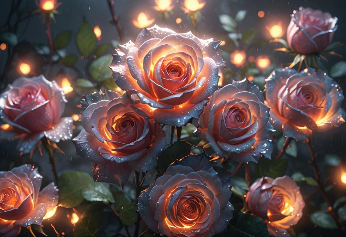 Luminescent Rose Concept Art in Anime Style