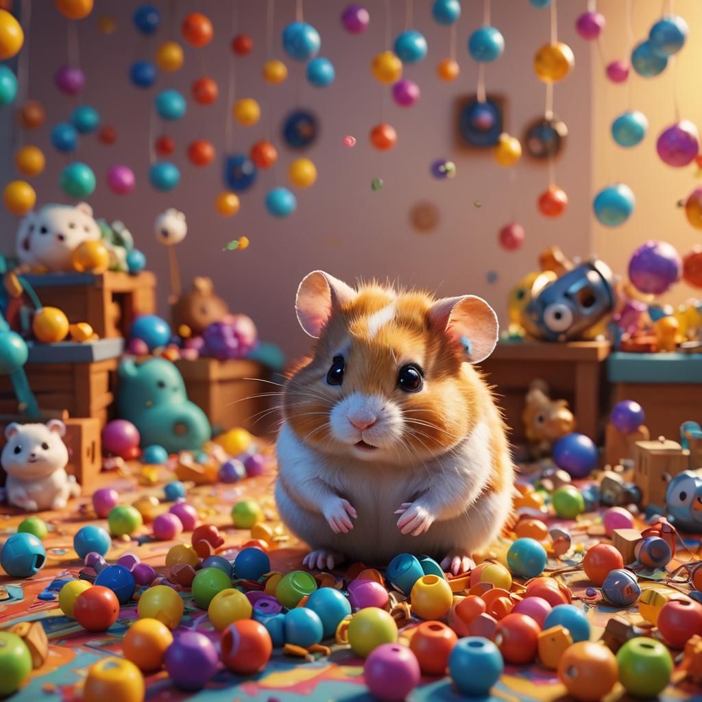 Chunky Hamster Plays: Pixar-Style 3D Digital Art