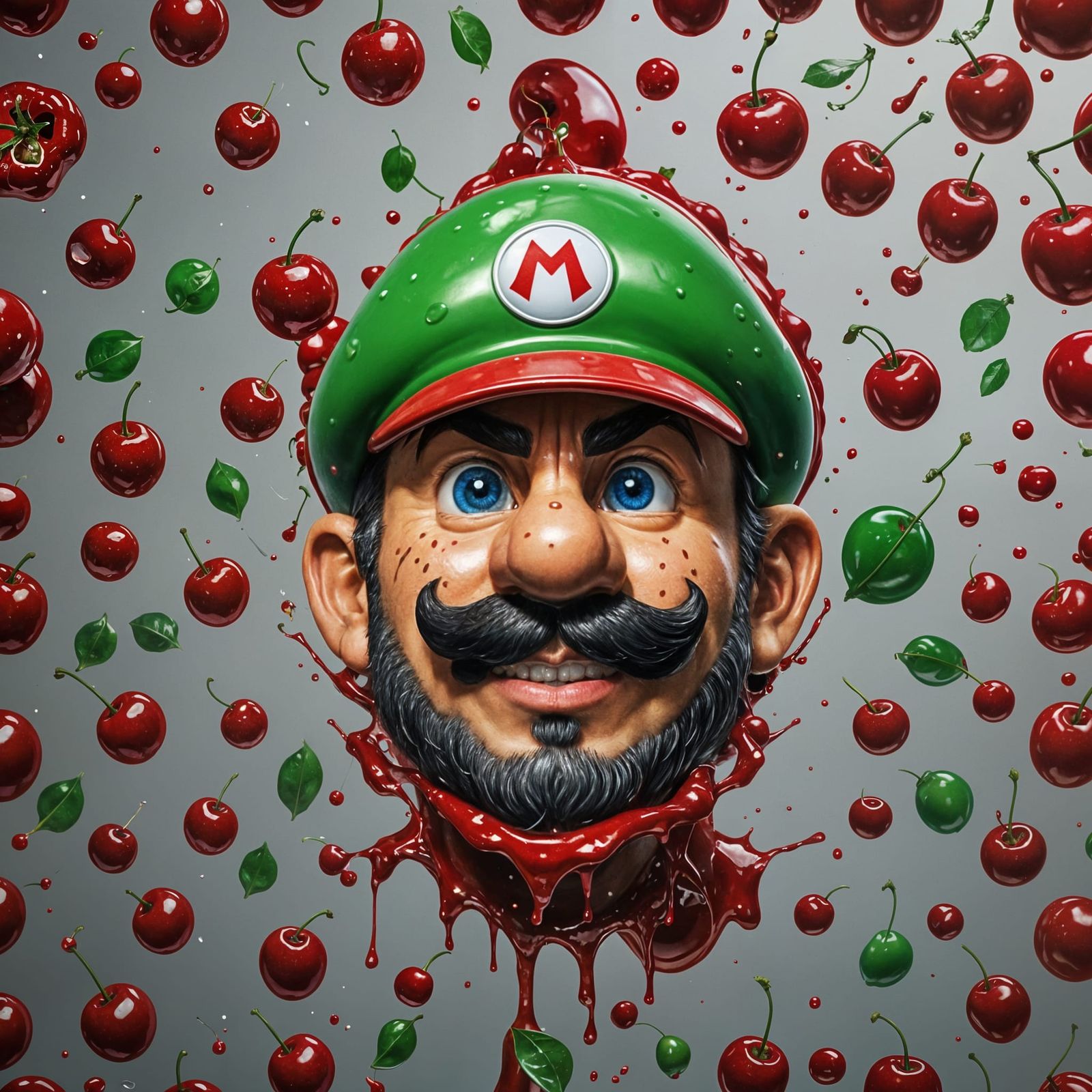 Hyperrealistic Cherry Mario Close-Up
