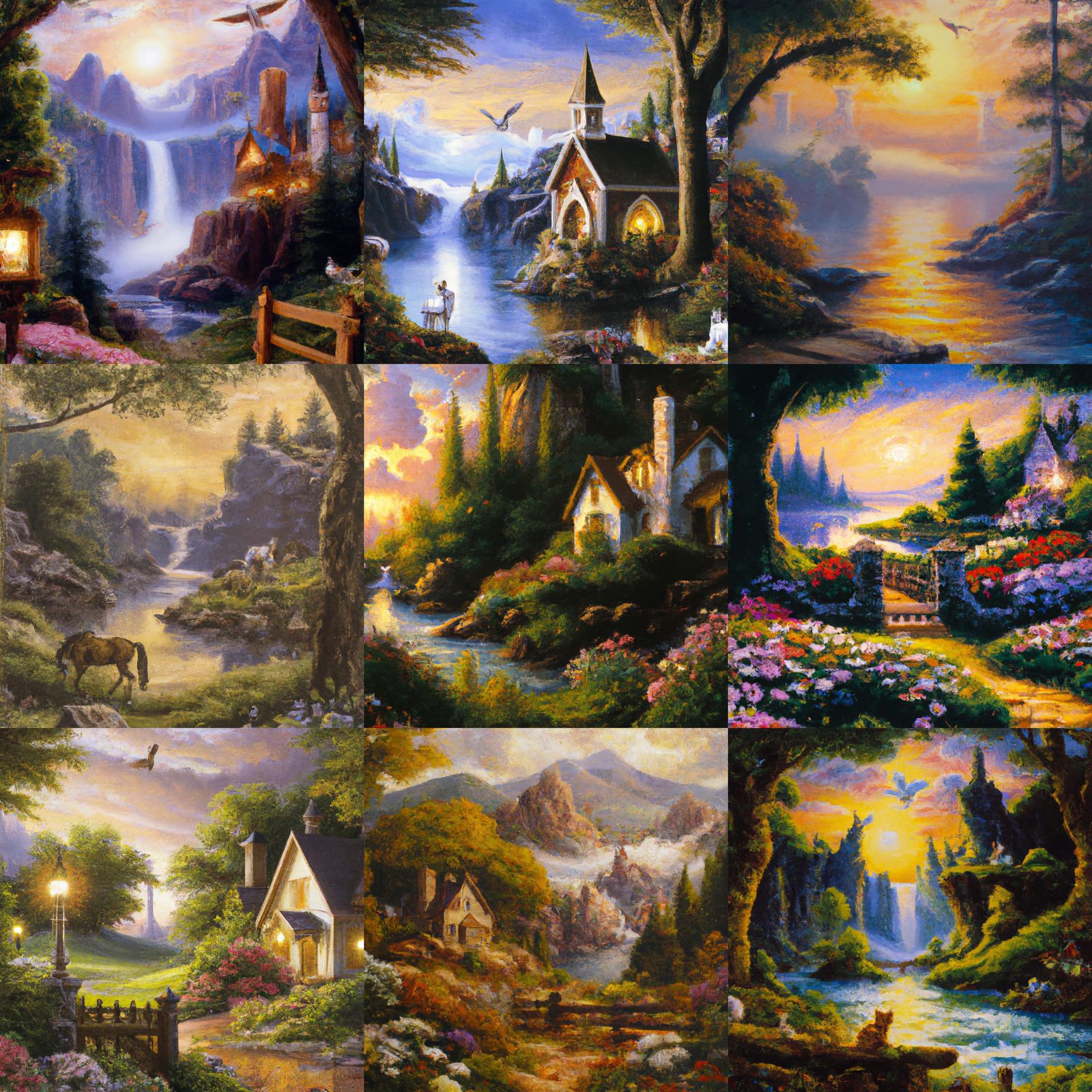 Idyllic Cottage Landscape Painting