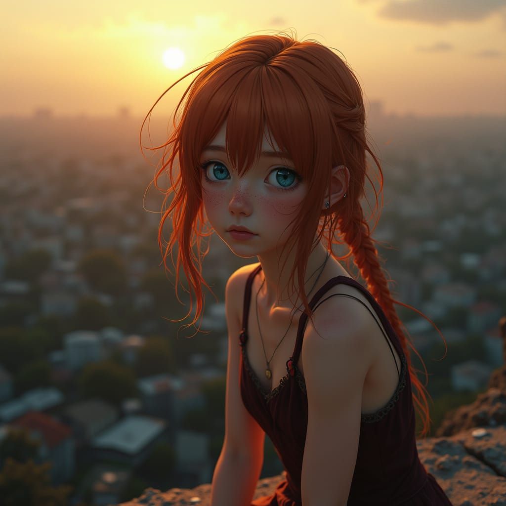 Hyperrealistic Portrait of a Young Girl in a Post-Apocalypti...