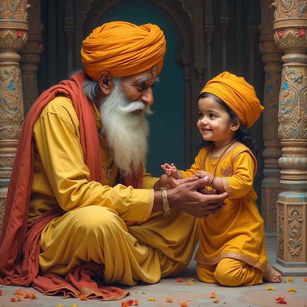 Blessing: Sikh Elder and Baby in Temple