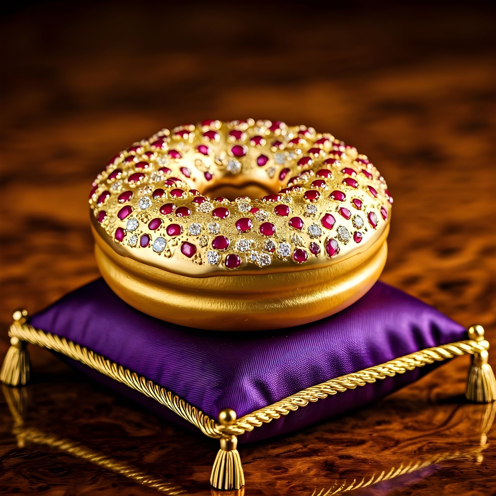 Gold Donut with Ruby and Diamond Sprinkles