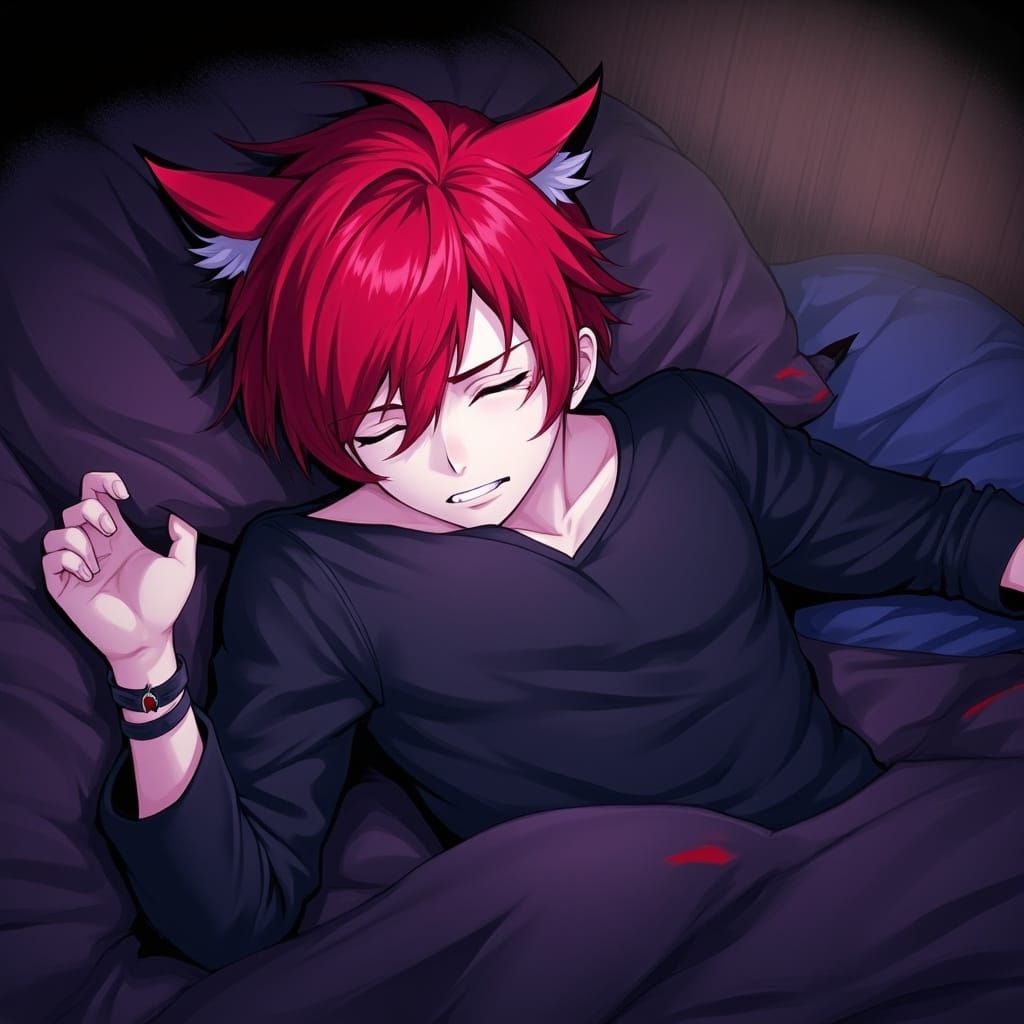 Emo Antichrist Teenager Sleeps in Closet, Anime Style