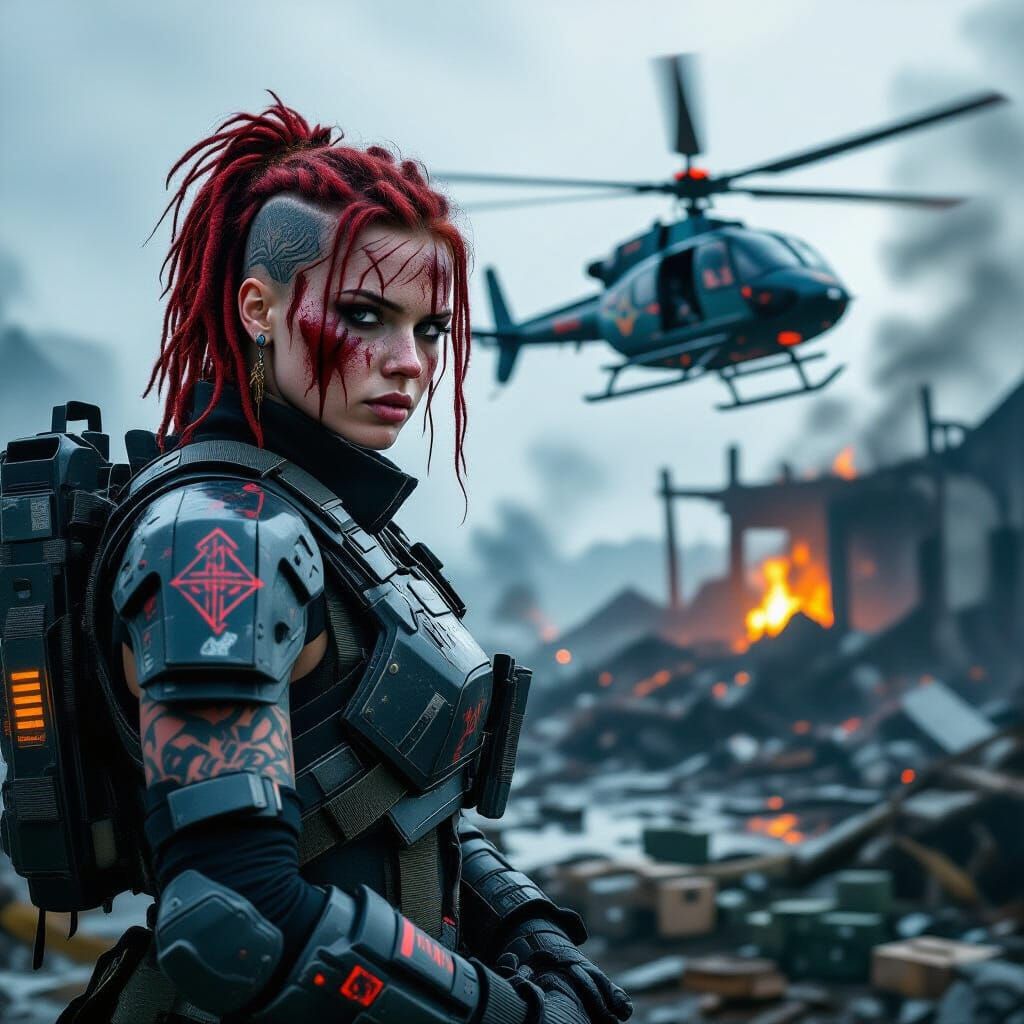 Hyperrealistic Photo of Swedish Woman in Sci-Fi Combat