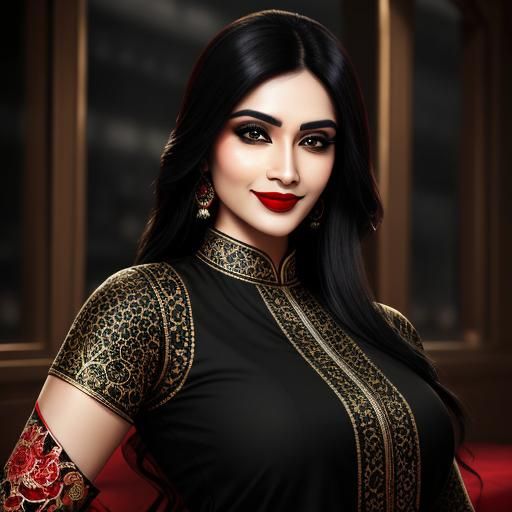 Beautiful Woman in Black Kurti Posing