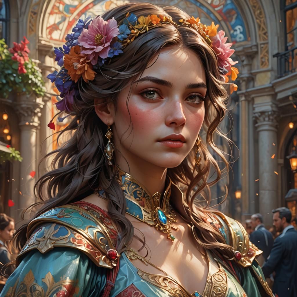 Italian Lady Portrait in Hyperdetailed Style