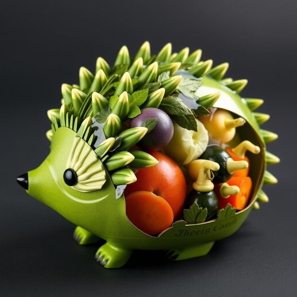 Hedgehog Produce Packaging in Woodcut Style