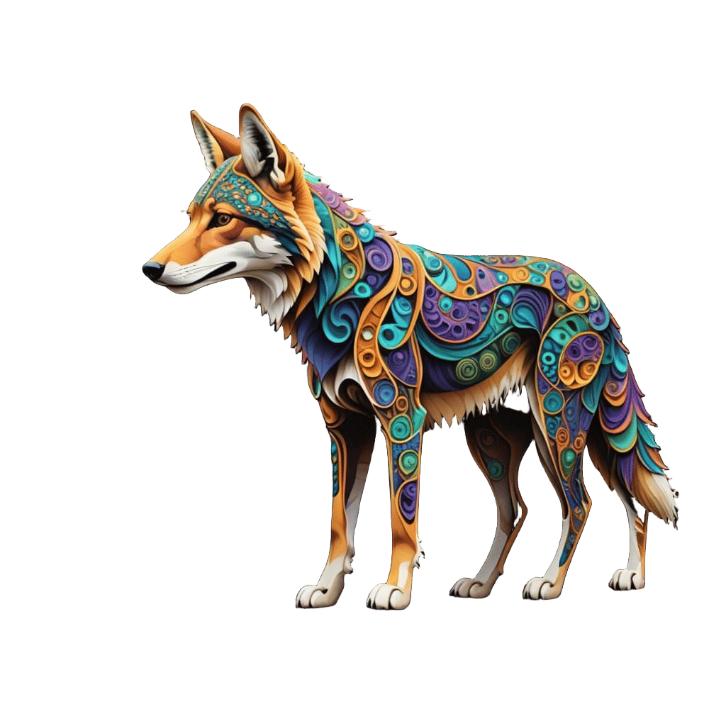 Abstract Coyote with Zentangle Elements as Fractal Art