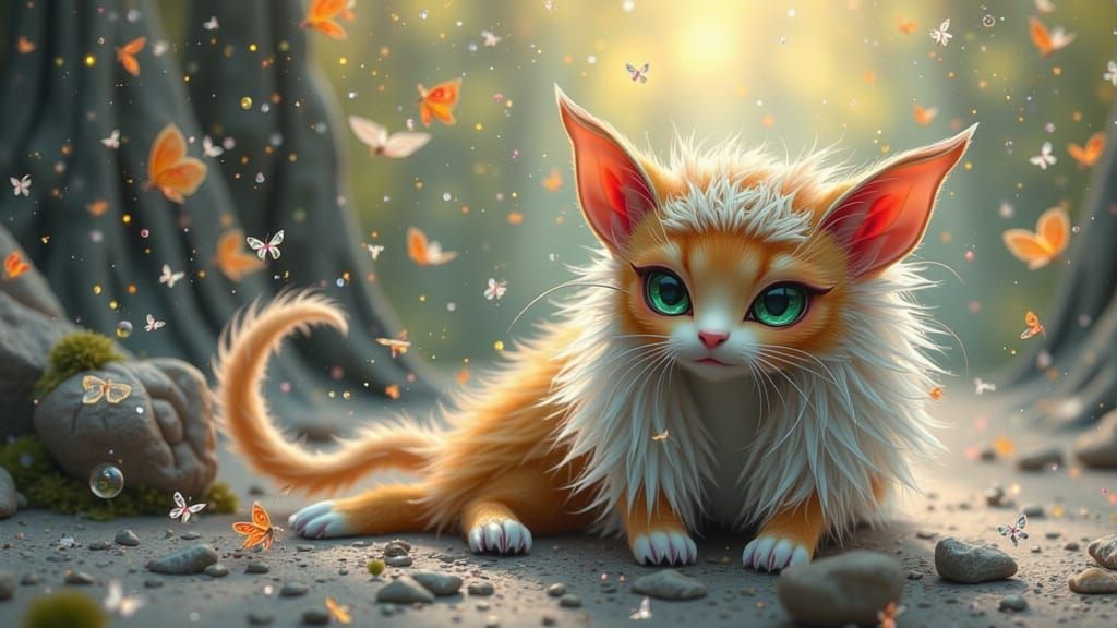 Whimsical Unique Creatures with Cat-like Features